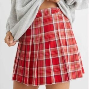 FINAL MARKDOWN 🎉 Aerie Class Act Pleated Mini Skirt, Red Plaid Pleated Skirt